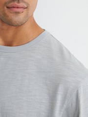 Reiss Light Blue Huxley Cotton Slub Relaxed-Fit T-Shirt - Image 4 of 6