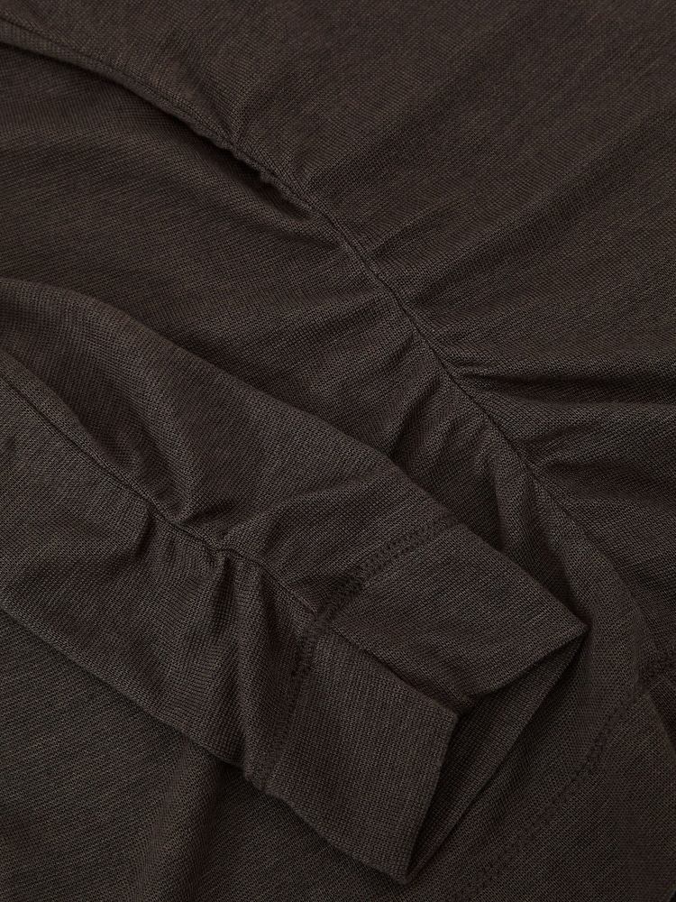 Reiss Chocolate Brown Heidi Lyocell-Wool Ruched Mock-Neck Top - Image 6 of 6