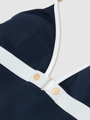 Reiss Navy/Ivory Gigi Colour-Block Textured Swimsuit - Image 5 of 5