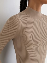 Neutralus - Reiss Nancy briaunotas megztinis su imitacine apykakle - 4 paveikslėlis iš 6