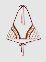Reiss Ivory Tina Chain-Print Triangle Bikini Top - Image 2 of 6