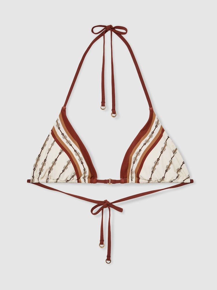 Reiss Ivory Tina Chain-Print Triangle Bikini Top - Image 2 of 6