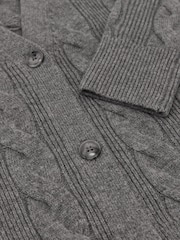 Reiss Charcoal Grey Elowen Wool-Cashmere Cable-Knit Cardigan - Image 6 of 6