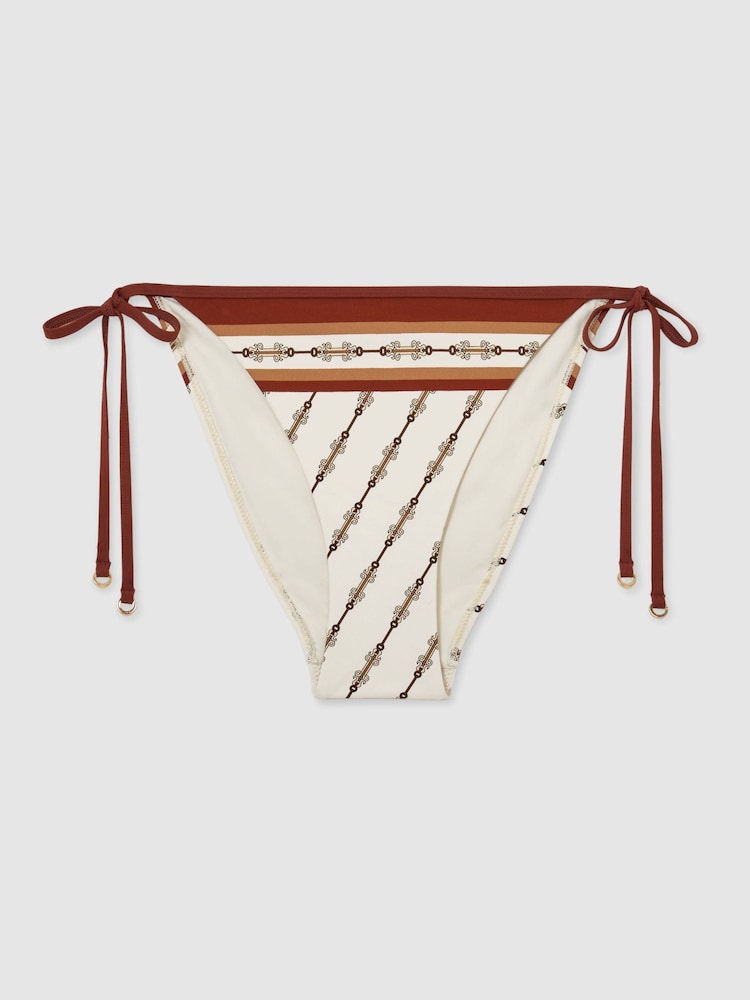 Reiss Ivory Tina Chain-Print Side-Tie Bikini Bottoms - Image 2 of 7 Reiss Ivory Tina Chain-Print Side-Tie Bikini Bottoms - Image 2 of 7