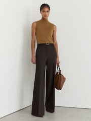 Reiss Sage Green Evelyn Merino Wool Funnel-Neck Sleeveless Top - Image 1 of 6