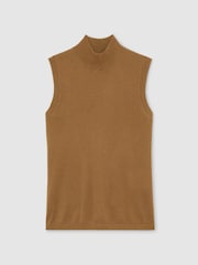 Reiss Sage Green Evelyn Merino Wool Funnel-Neck Sleeveless Top - Image 2 of 6