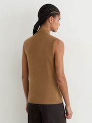 Reiss Sage Green Evelyn Merino Wool Funnel-Neck Sleeveless Top - Image 5 of 6