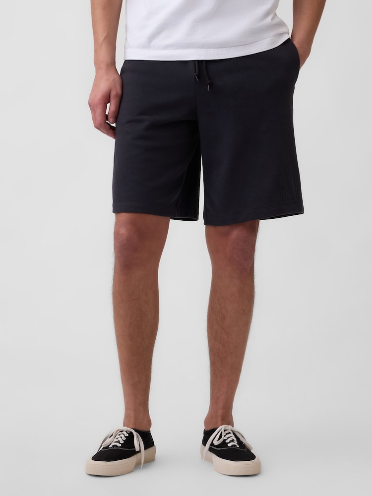 Melns - Gap Vintage Soft Terry Relaxed Logo sporta šorti - Attēls 1 no 5
