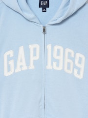 Gap Blue French Terry Relaxed 1969 Logo Zip Hoodie - Image 4 of 4
