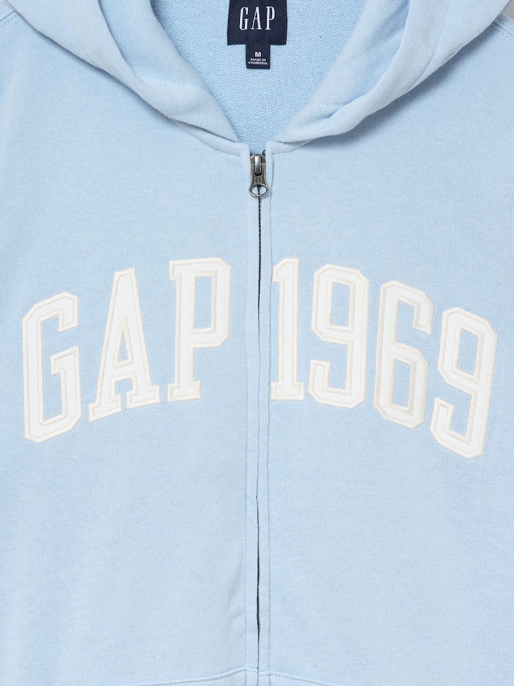 Gap Blue French Terry Relaxed 1969 Logo Zip Hoodie - Image 4 of 4 Gap Blue French Terry Relaxed 1969 Logo Zip Hoodie - Image 4 of 4