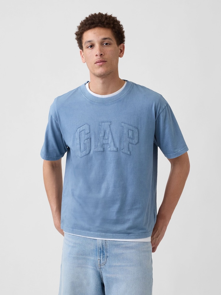 Gap Blue EverydaySoft Boxy Logo Short Sleeve T-Shirt - Image 1 of 5