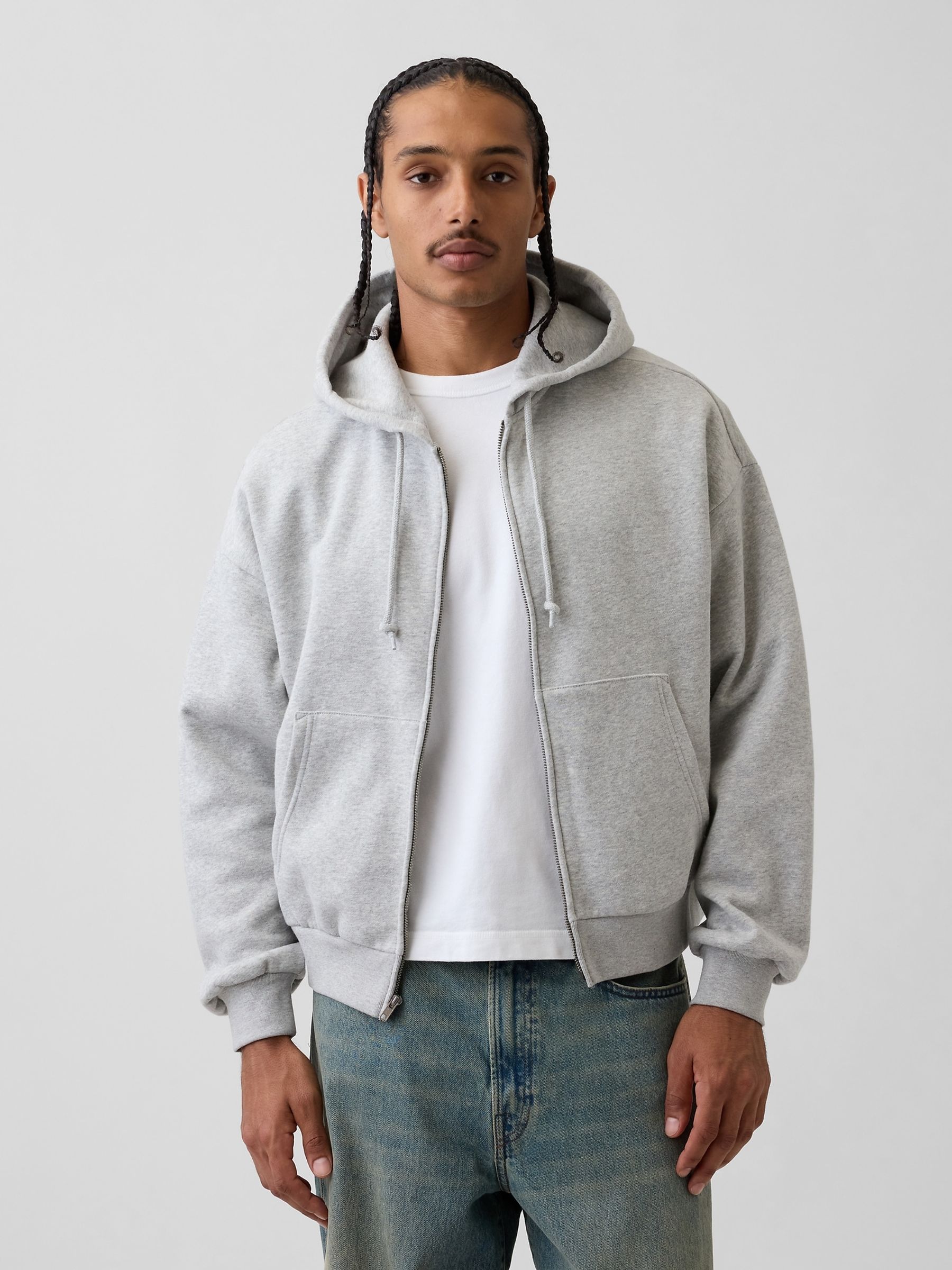 Buy Gap Grey VintageSoft Oversized Crop Zip Hoodie from the Next