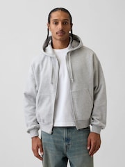 Gap Grey VintageSoft Oversized Crop Zip Hoodie - Image 1 of 4