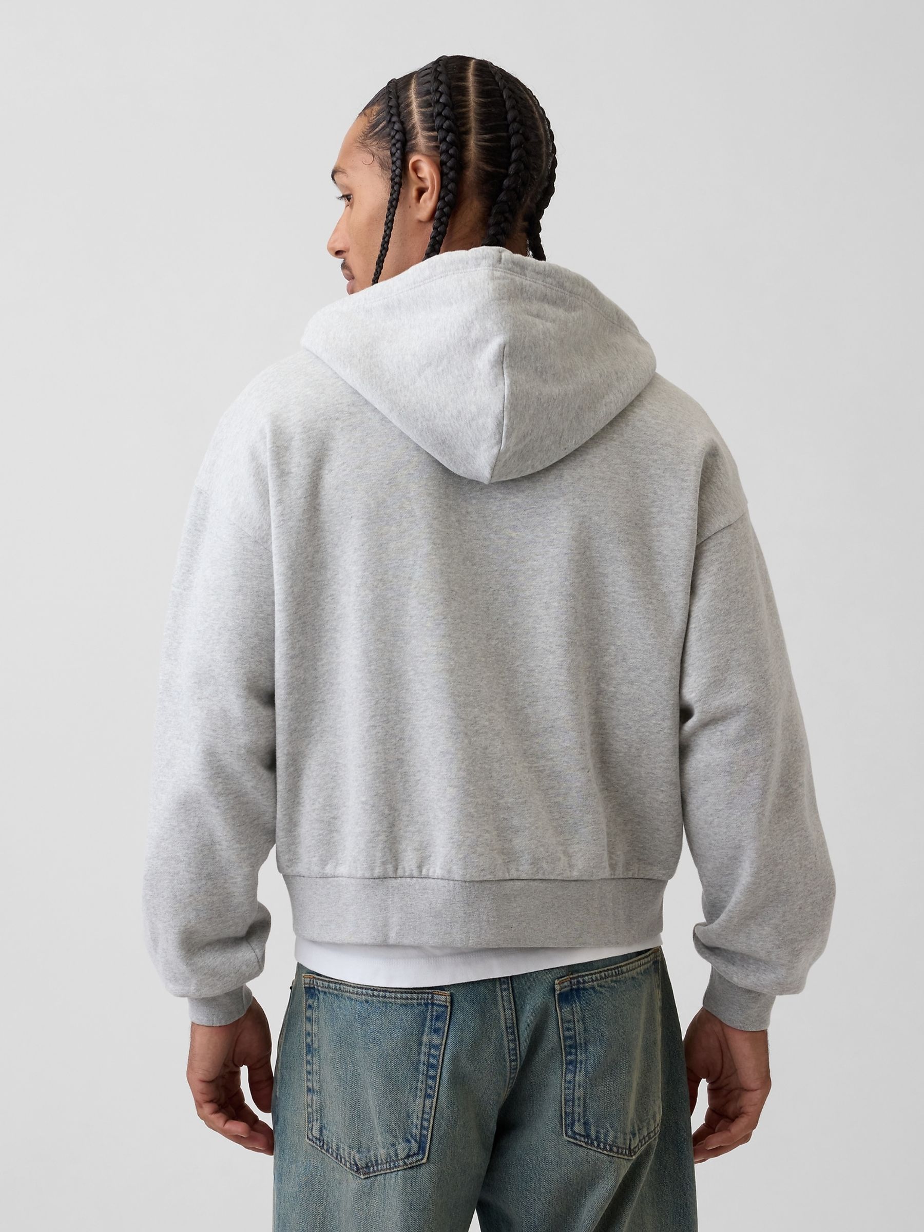 Buy Gap Grey VintageSoft Oversized Crop Zip Hoodie from the Next