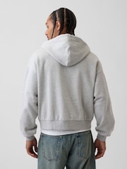 Gap Grey VintageSoft Oversized Crop Zip Hoodie - Image 2 of 4