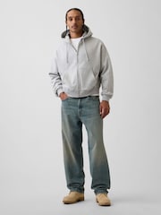 Gap Grey VintageSoft Oversized Crop Zip Hoodie - Image 3 of 4