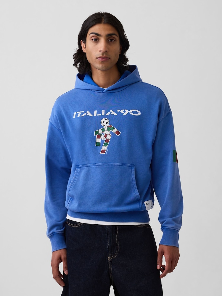 Gap Blue Italy FIFA WORLD CUP™ Vintage Soft Oversized Hoodie - Image 1 of 4 Gap Blue Italy FIFA WORLD CUP™ Vintage Soft Oversized Hoodie - Image 1 of 4