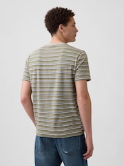 Gap Khaki Green Everyday Soft Stripe Short Sleeve T-Shirt - Image 2 of 5