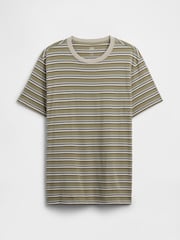 Gap Khaki Green Everyday Soft Stripe Short Sleeve T-Shirt - Image 4 of 5