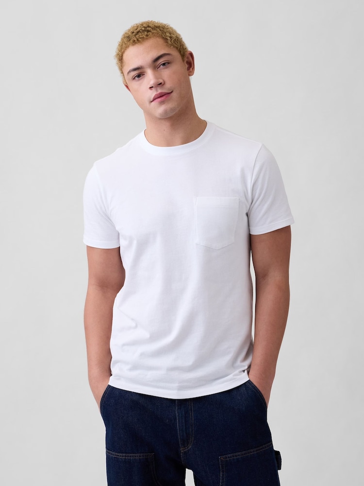 Gap White Everyday Soft Pocket T-Shirt - Image 1 of 5