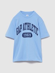 Gap Blue Relaxed French Terry Graphic Short Sleeve T-Shirt - Image 1 of 2