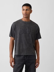 Gap Black EverydaySoft Boxy Logo Short Sleeve T-Shirt - Image 1 of 5