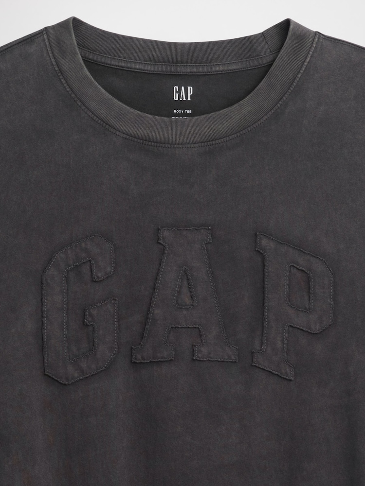 Gap Black EverydaySoft Boxy Logo Short Sleeve T-Shirt - Image 5 of 5