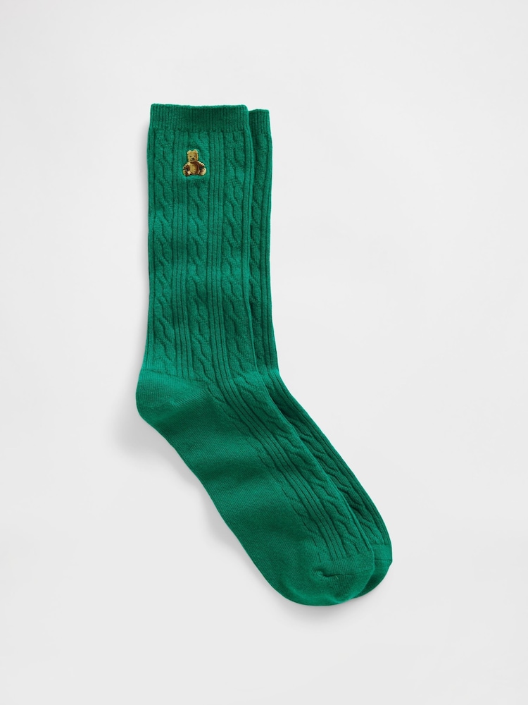 Gap Green Brannan Bear Cable-Knit Crew Socks - Image 1 of 2