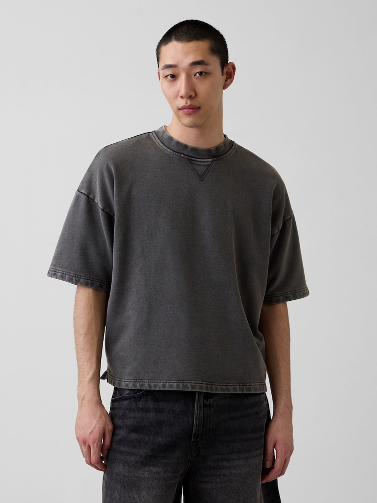Černý - Gap Heavyweight French Terry Oversized Short Sleeve Sweatshirt - Obrázek 1 z 4