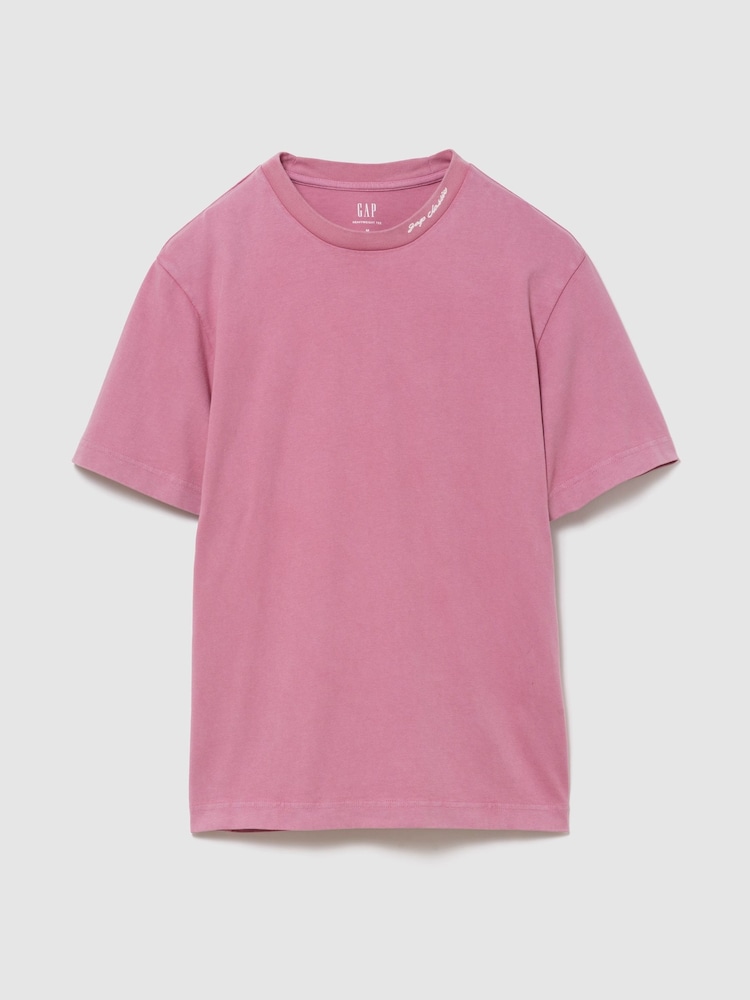 Gap Pink Heavyweight Logo Relaxed Short Sleeve T-Shirt - Image 1 of 2 Gap Pink Heavyweight Logo Relaxed Short Sleeve T-Shirt - Image 1 of 2