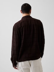 Gap Brown Relaxed Straight-Hem Seersucker Shirt - Image 2 of 3