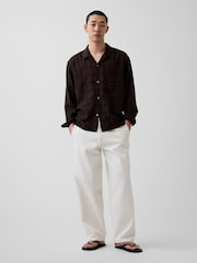 Gap Brown Relaxed Straight-Hem Seersucker Shirt - Image 3 of 3