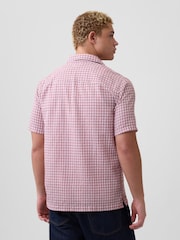 Gap Pink Check Crinkle-Cotton Holiday Shirt - Image 2 of 5
