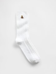 Gap White Brannan Bear Cable-Knit Crew Socks - Image 1 of 2