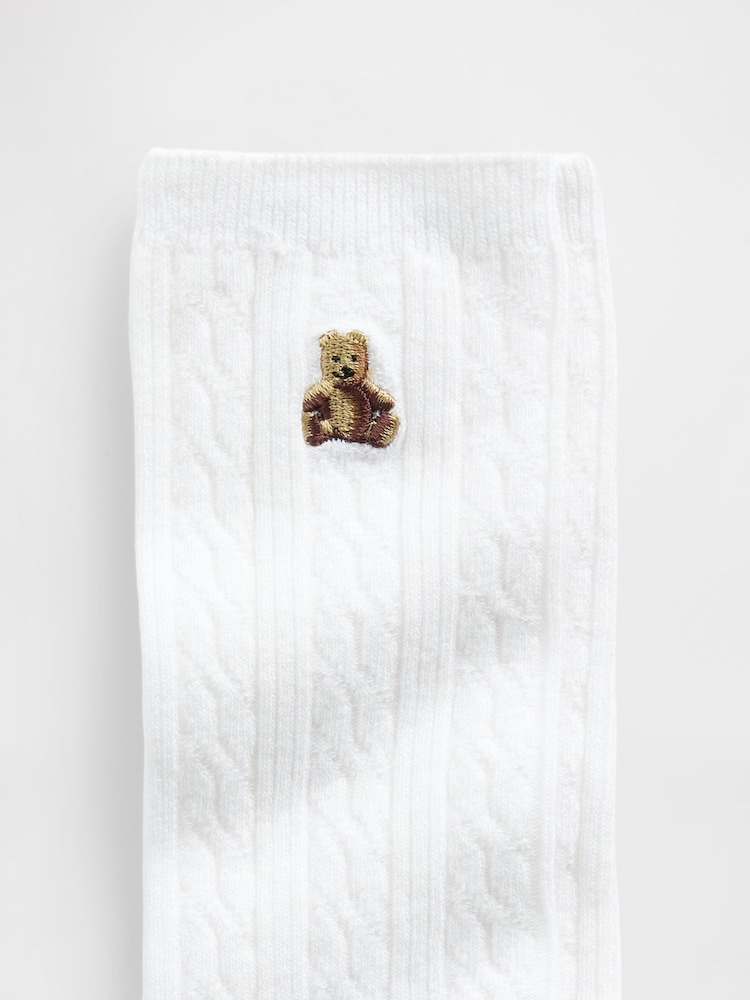 Gap White Brannan Bear Cable-Knit Crew Socks - Image 2 of 2