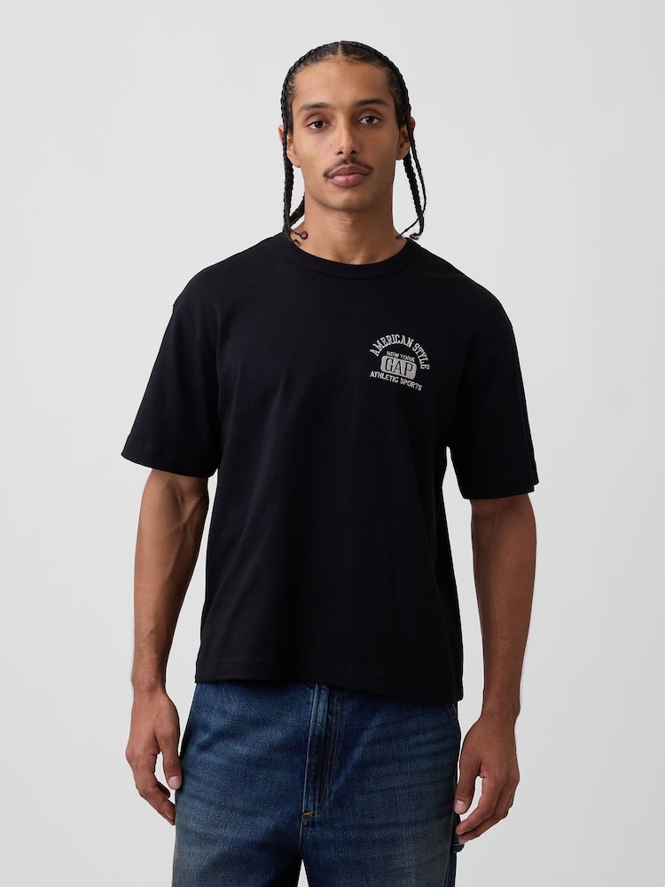 črna - Gap Heavyweight Logo Relaxed Boxy T-Shirt - Slika 1 iz 4