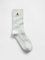 Gap Grey Brannan Bear Cable-Knit Crew Socks - Image 1 of 2