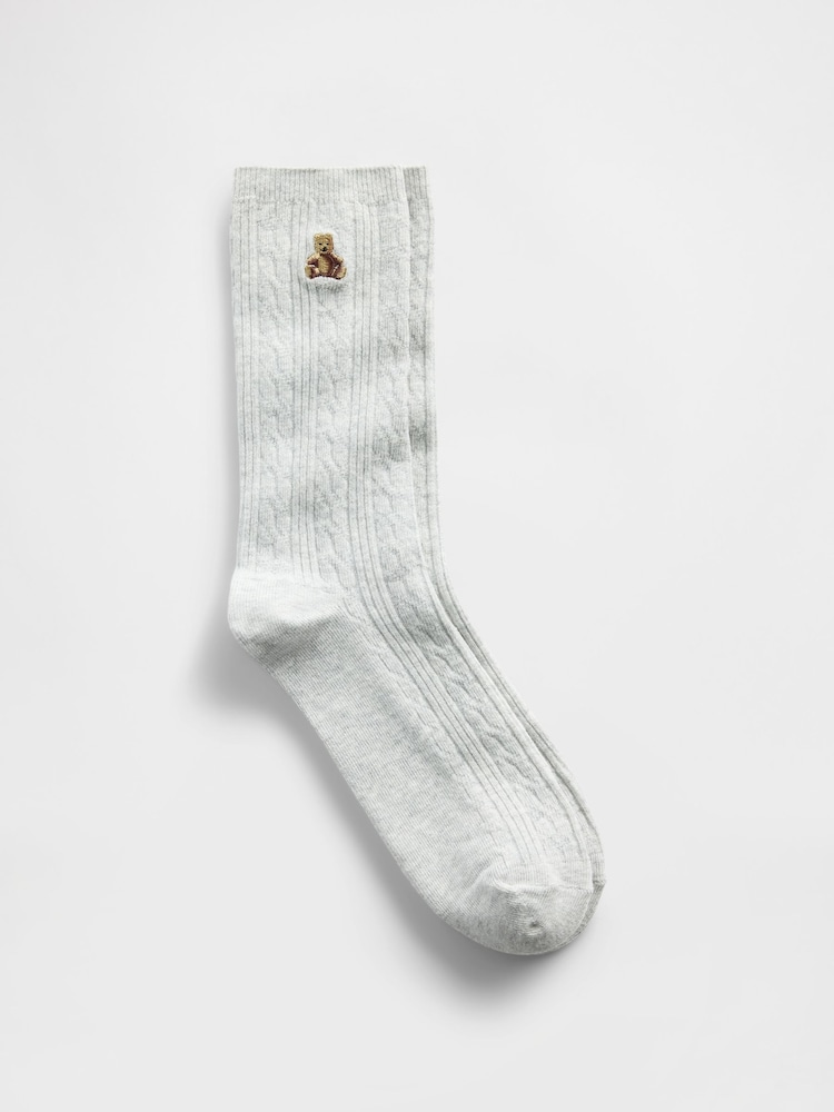 Gap Grey Brannan Bear Cable-Knit Crew Socks - Image 1 of 2