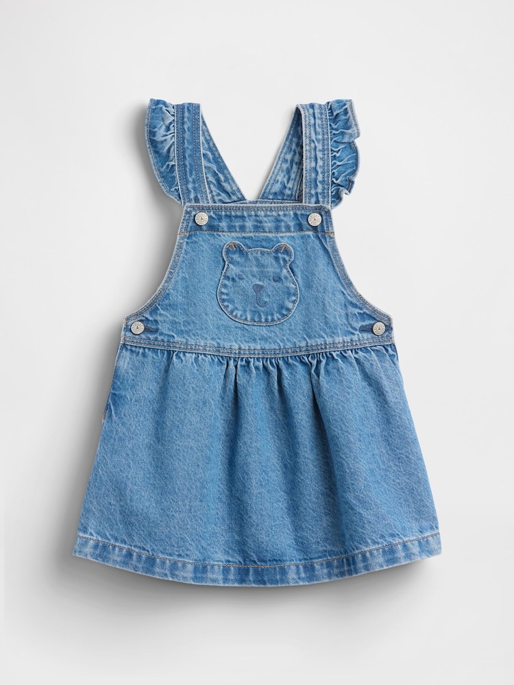 Gap Medium Wash Bear Pocket Denim Pinafore Dress (6mths-5yrs) - Image 2 of 4