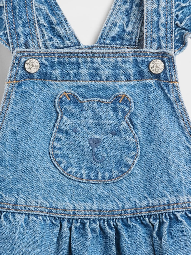 Gap Medium Wash Bear Pocket Denim Pinafore Dress (6mths-5yrs) - Image 4 of 4