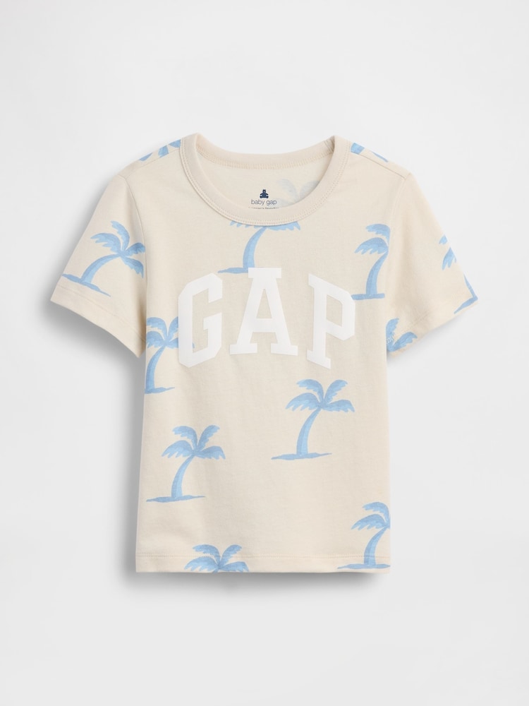 Gap Cream Palm Tree Graphic Logo Short Sleeve T-Shirt (6mths-5yrs) - Image 1 of 3