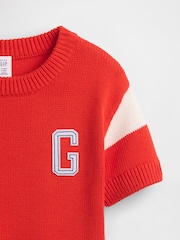 Gap Red Varsity Logo Knitted Short Sleeve Jumper (6mths-5yrs) - Image 4 of 4