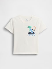 Gap White Surfing Graphic Short Sleeve T-Shirt (6mths-5yrs) - Image 1 of 2