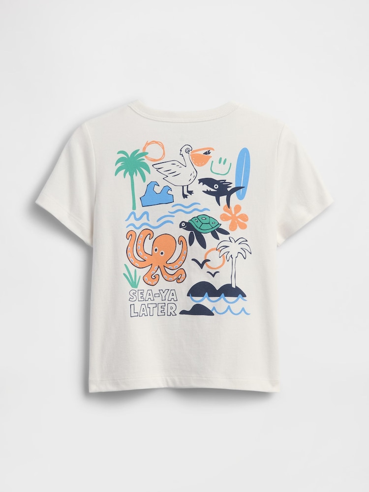 Gap White Surfing Graphic Short Sleeve T-Shirt (6mths-5yrs) - Image 2 of 2 Gap White Surfing Graphic Short Sleeve T-Shirt (6mths-5yrs) - Image 2 of 2