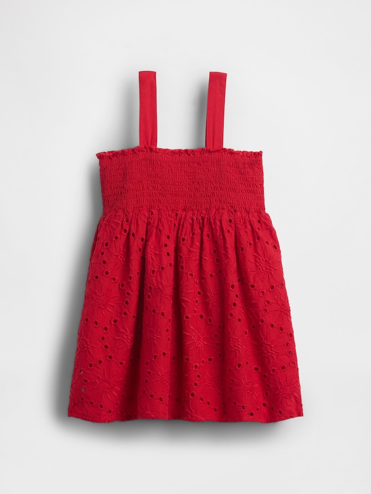 Gap Red Smocked Eyelet Dress (6mths-5yrs) - Image 2 of 3 Gap Red Smocked Eyelet Dress (6mths-5yrs) - Image 2 of 3