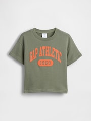 Zielony - Bluza Gap z tkaniny frotte z krótkim rękawem (6 mies. – 5 lat) - Obraz 1 z 3