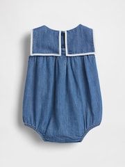 Gap Medium Wash Denim Sailor Bubble One-Piece (0-24mths) - Image 2 of 3