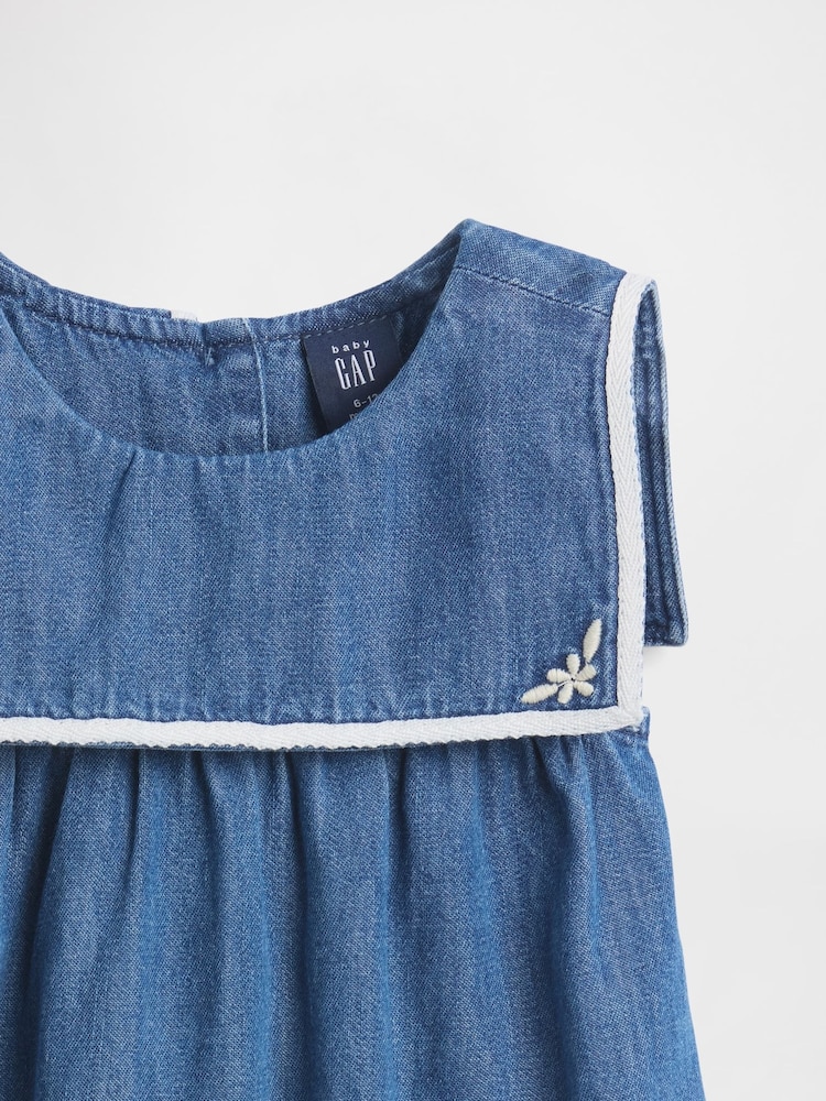 Gap Medium Wash Denim Sailor Bubble One-Piece (0-24mths) - Image 3 of 3