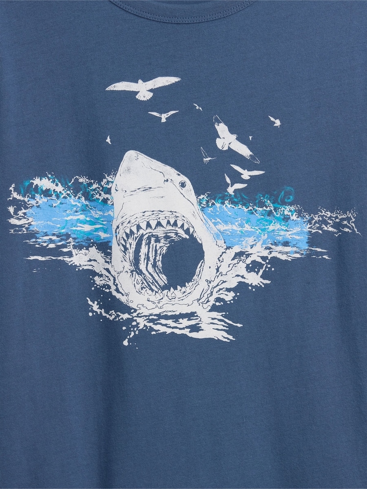 Gap Blue Shark Graphic Short Sleeve T-Shirt (4-13yrs) - Image 3 of 3
