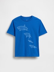 Blue Shark Graphic Short Sleeve T-Shirt (4-13yrs) - Image 1 of 3